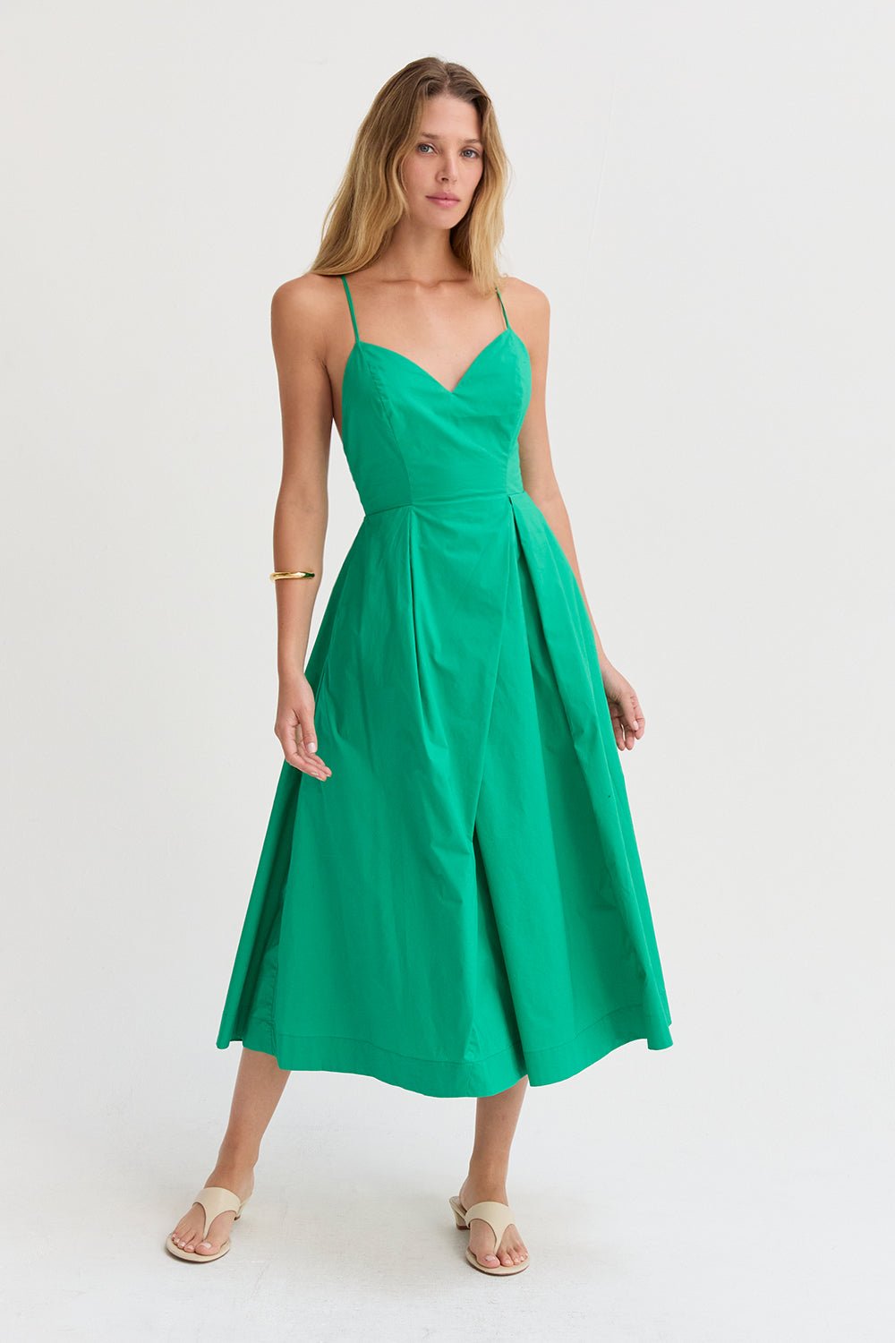 Eunice V-neck Poplin Midi Dress
