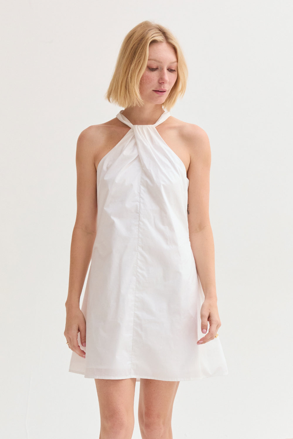 Chloe Halter Poplin Mini Dress
